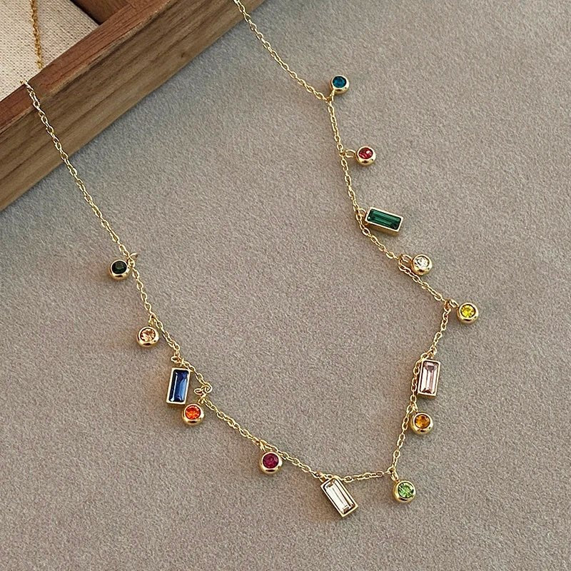 Dainty Crystals Choker Necklace for Women - Stainless Steel, Adjustable 41cm, view 4