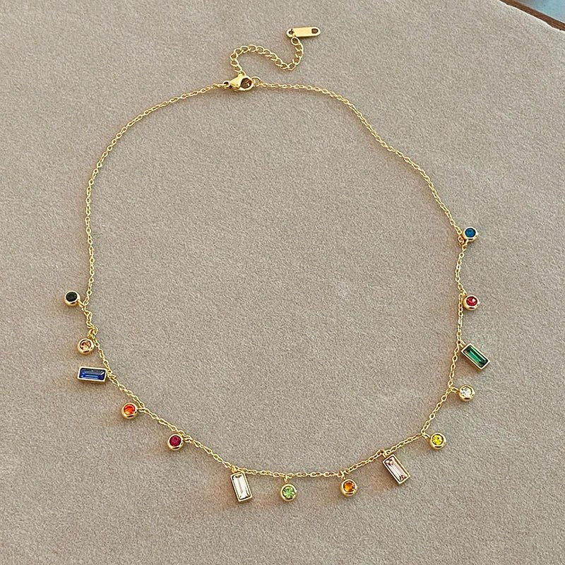 Dainty Crystals Choker Necklace for Women - Stainless Steel, Adjustable 41cm, view 6