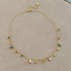 Dainty Crystals Choker Necklace for Women - Stainless Steel, Adjustable 41cm, view 6