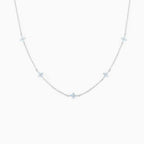 Dainty Tiny Flowers Necklace - Blue Blossom, Lightweight, Everyday Wear, view 3