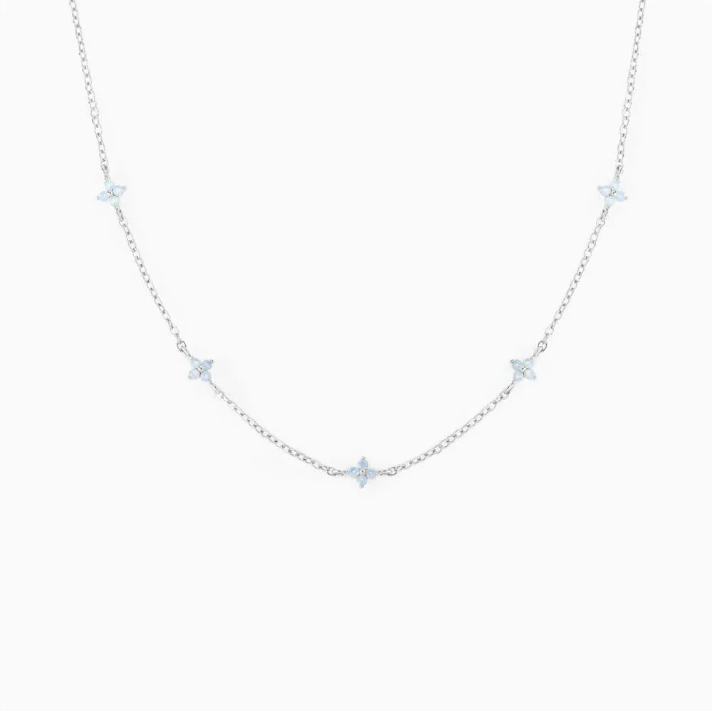 Dainty Tiny Flowers Necklace - Blue Blossom, Lightweight, Everyday Wear, view 3
