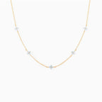 Dainty Tiny Flowers Necklace - Blue Blossom, Lightweight, Everyday Wear, view 4