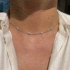 Dainty Tiny Flowers Necklace - Blue Blossom, Lightweight, Everyday Wear, view 5