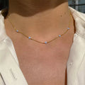 Dainty Tiny Flowers Necklace - Blue Blossom, Lightweight, Everyday Wear