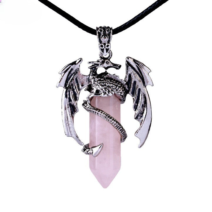 Bohemian Style Dragon Necklace - Natural Mystic Gemstone, Copper, 5.5cm Pendant, view 10