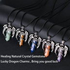Bohemian Style Dragon Necklace - Natural Mystic Gemstone, Copper, 5.5cm Pendant, view 2