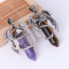 Bohemian Style Dragon Necklace - Natural Mystic Gemstone, Copper, 5.5cm Pendant, view 3