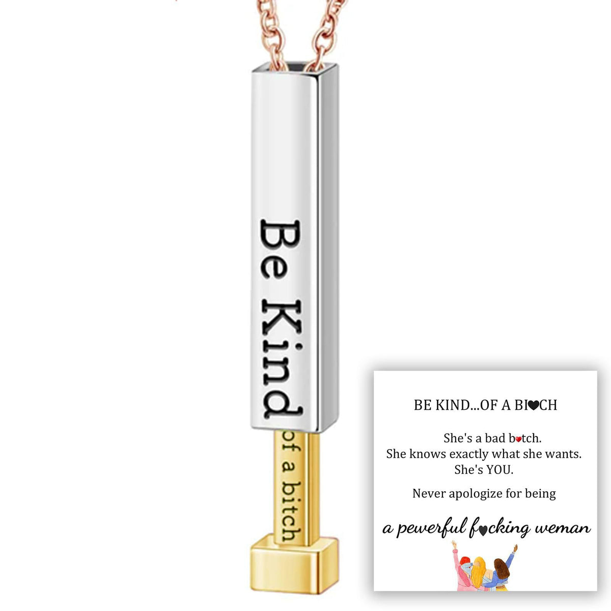 Hidden Message Necklace for Women - 18k Gold, 18" Adjustable, Humorous Gift, view 9