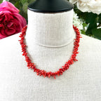 Red Coral Necklace for Women - 925 Silver, 46 cm, Handmade Bohemian Style, view 2