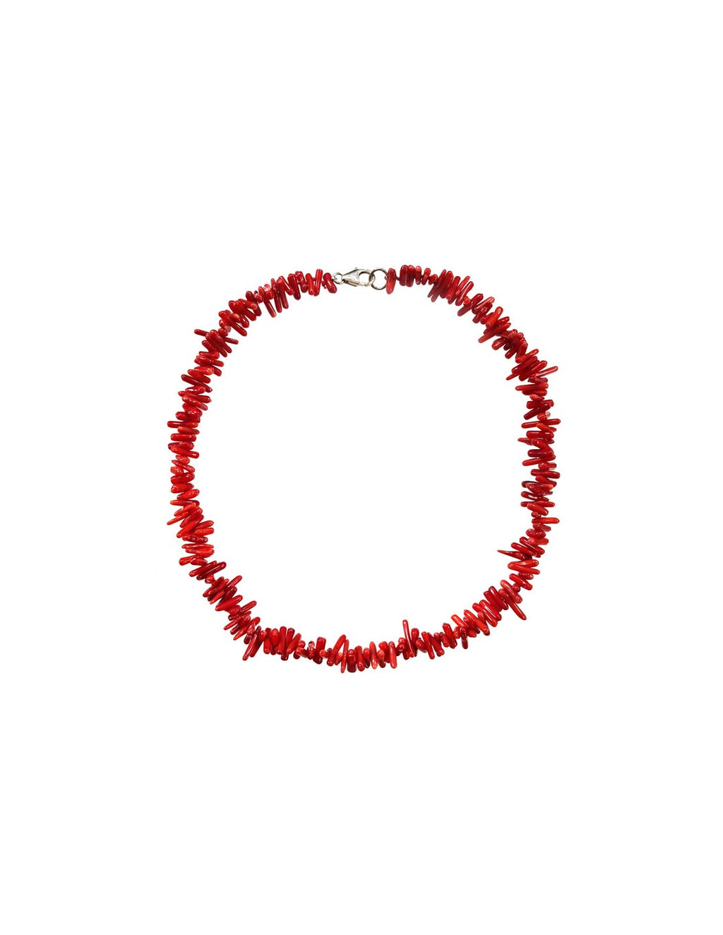 Red Coral Necklace for Women - 925 Silver, 46 cm, Handmade Bohemian Style, view 4