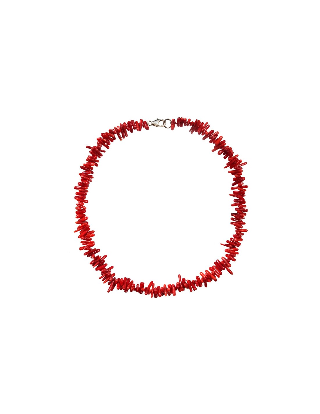 Red Coral Necklace for Women - 925 Silver, 46 cm, Handmade Bohemian Style, view 4
