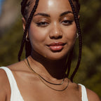 Women's Layered Necklace - Gold Herringbone Choker & Rope Chain, 18k Gold PVD, view 6