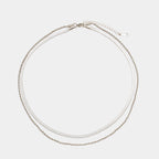 Women's Layered Necklace - Gold Herringbone Choker & Rope Chain, 18k Gold PVD, view 9