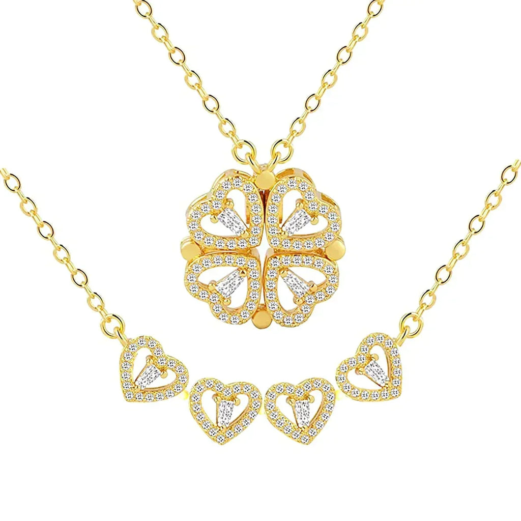 Magnetic Leaf and Heart Necklace - Copper, Mirror Polished, view 4