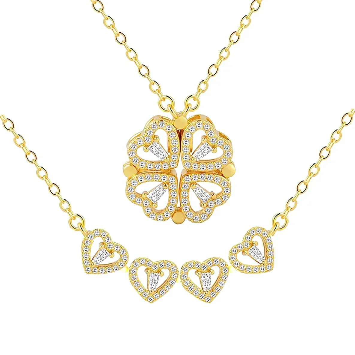 Magnetic Leaf and Heart Necklace - Copper, Mirror Polished, view 4