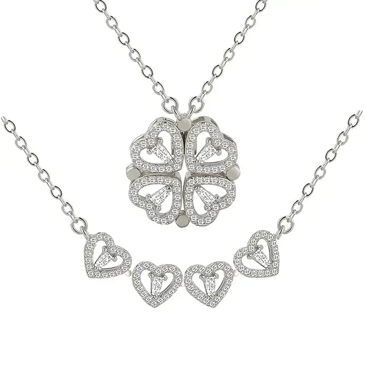 Magnetic Leaf and Heart Necklace - Copper, Mirror Polished, view 5