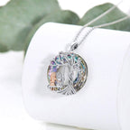 Tree of Life Sister on the Swing Pendant Necklace - Silver Metal, view 4