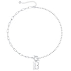 Pearl and Paperclip Chain Initial Necklace - 40cm, 5mm Chain, 4mm Pearl, view 32
