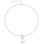 Pearl and Paperclip Chain Initial Necklace - 40cm, 5mm Chain, 4mm Pearl, view 34