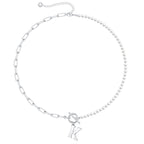 Pearl and Paperclip Chain Initial Necklace - 40cm, 5mm Chain, 4mm Pearl, view 41