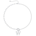 Pearl and Paperclip Chain Initial Necklace - 40cm, 5mm Chain, 4mm Pearl, view 53