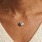Dainty Dual Birthstone Heart Necklace - 45 cm Chain, view 2