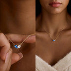 Dainty Dual Birthstone Heart Necklace - 45 cm Chain, view 3