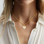 18k Pearl Heart Initial Letter Necklace - 50cm Length, Personalised Jewellery, view 2