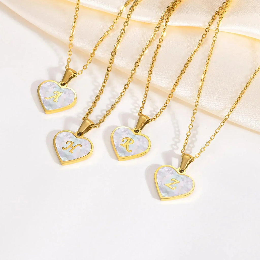 18k Pearl Heart Initial Letter Necklace - 50cm Length, Personalised Jewellery, view 5