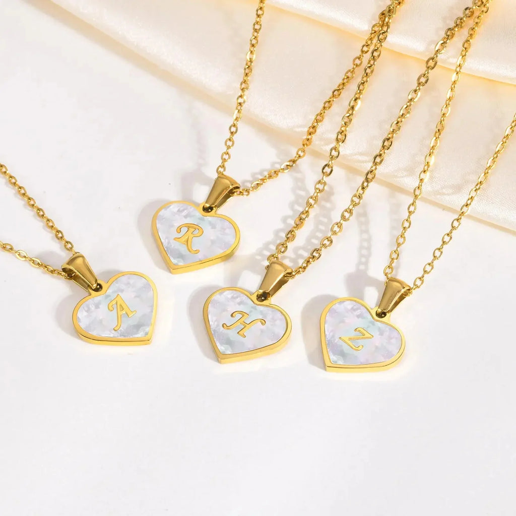 18k Pearl Heart Initial Letter Necklace - 50cm Length, Personalised Jewellery, view 6