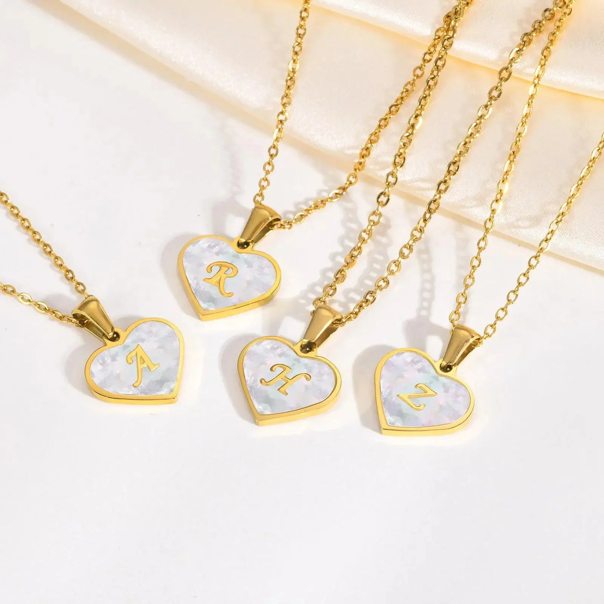 18k Pearl Heart Initial Letter Necklace - 50cm Length, Personalised Jewellery, view 6