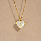 18k Pearl Heart Initial Letter Necklace - 50cm Length, Personalised Jewellery, view 7