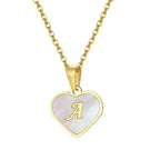 18k Pearl Heart Initial Letter Necklace - 50cm Length, Personalised Jewellery