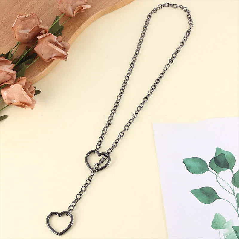 Gothic Punk Heart Necklace - Zinc-Plated Stainless Steel, 65cm, view 4