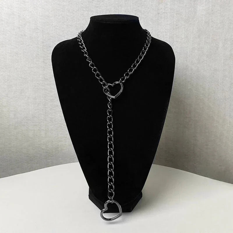 Gothic Punk Heart Necklace - Zinc-Plated Stainless Steel, 65cm, view 9