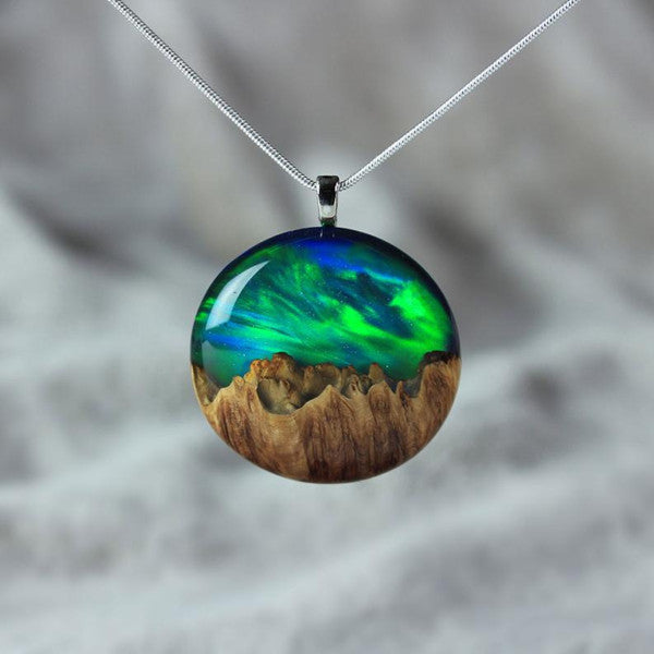 Crystal Gemstone Pendant Necklace - Emerald Amber, 1.5 Inch Pendant