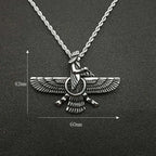 Zoroastrian Faravahar Ahura Mazda Pendant Necklace - Stainless Steel, view 2