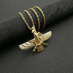 Zoroastrian Faravahar Ahura Mazda Pendant Necklace - Stainless Steel, view 3