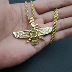 Zoroastrian Faravahar Ahura Mazda Pendant Necklace - Stainless Steel, view 4