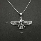 Zoroastrian Faravahar Ahura Mazda Pendant Necklace - Stainless Steel, view 5