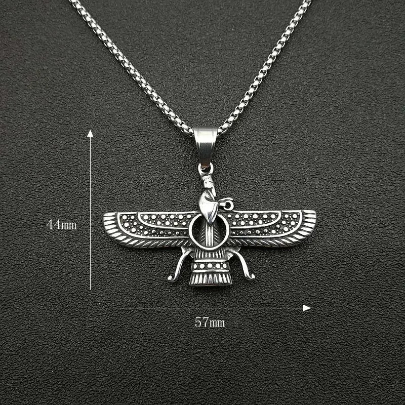 Zoroastrian Faravahar Ahura Mazda Pendant Necklace - Stainless Steel, view 5