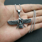 Zoroastrian Faravahar Ahura Mazda Pendant Necklace - Stainless Steel, view 6