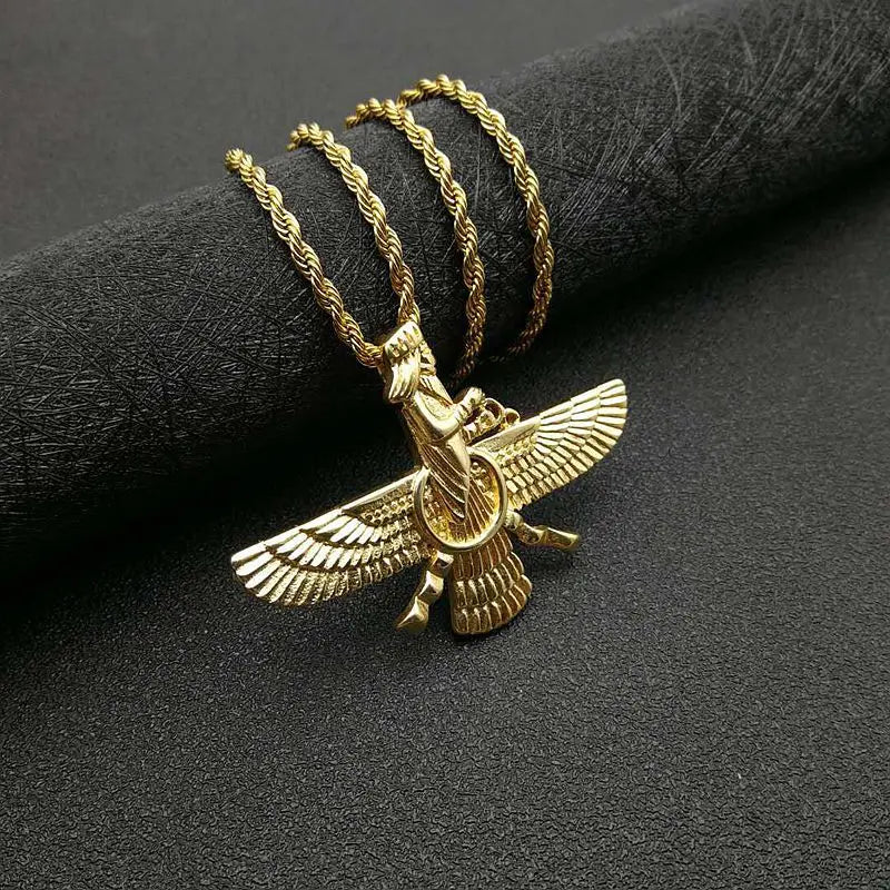 Zoroastrian Faravahar Ahura Mazda Pendant Necklace - Stainless Steel, view 8