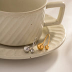 18k Gold Plated Two Ball Open Ring - 316L Stainless Steel, view 4
