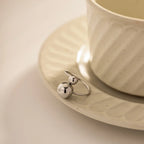 18k Gold Plated Two Ball Open Ring - 316L Stainless Steel, view 5