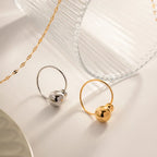 18k Gold Plated Two Ball Open Ring - 316L Stainless Steel, view 7