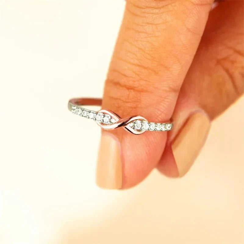 Infinity Diamond Ring for Women - Copper, Zircon, Gold or Silver Finish, view 3