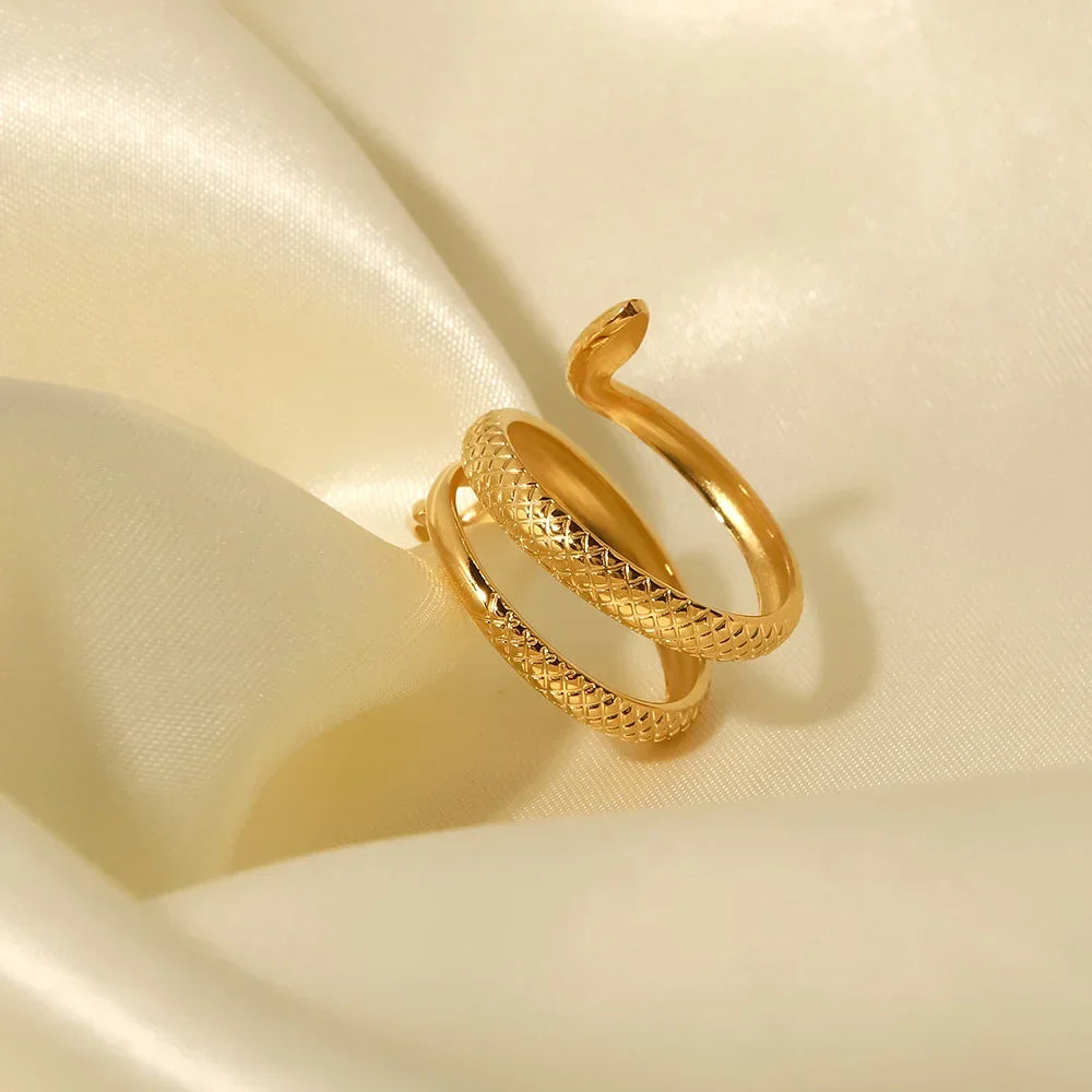 Adjustable Spiraling Snake Ring - 316L Stainless Steel, view 6