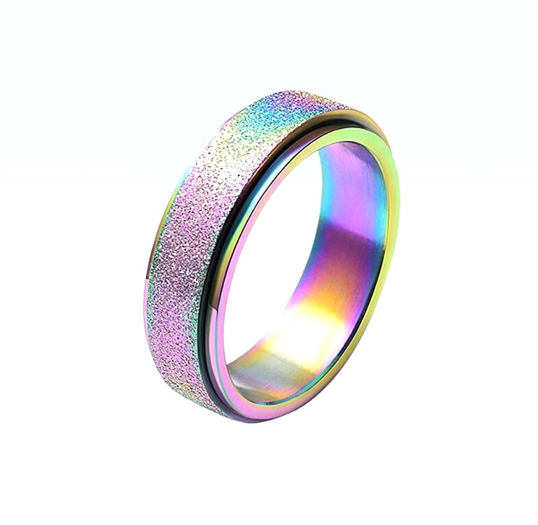 Rotating Anxiety Ring for Women and Men - Titanium Steel, Polished Finish, view 9