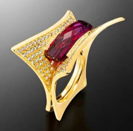 Vintage Crystal Zircon Ring for Women - Red Stones, Party Jewellery, view 10